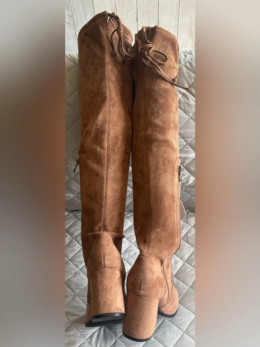 Over-The-Knee Block Heel Boots in Camel